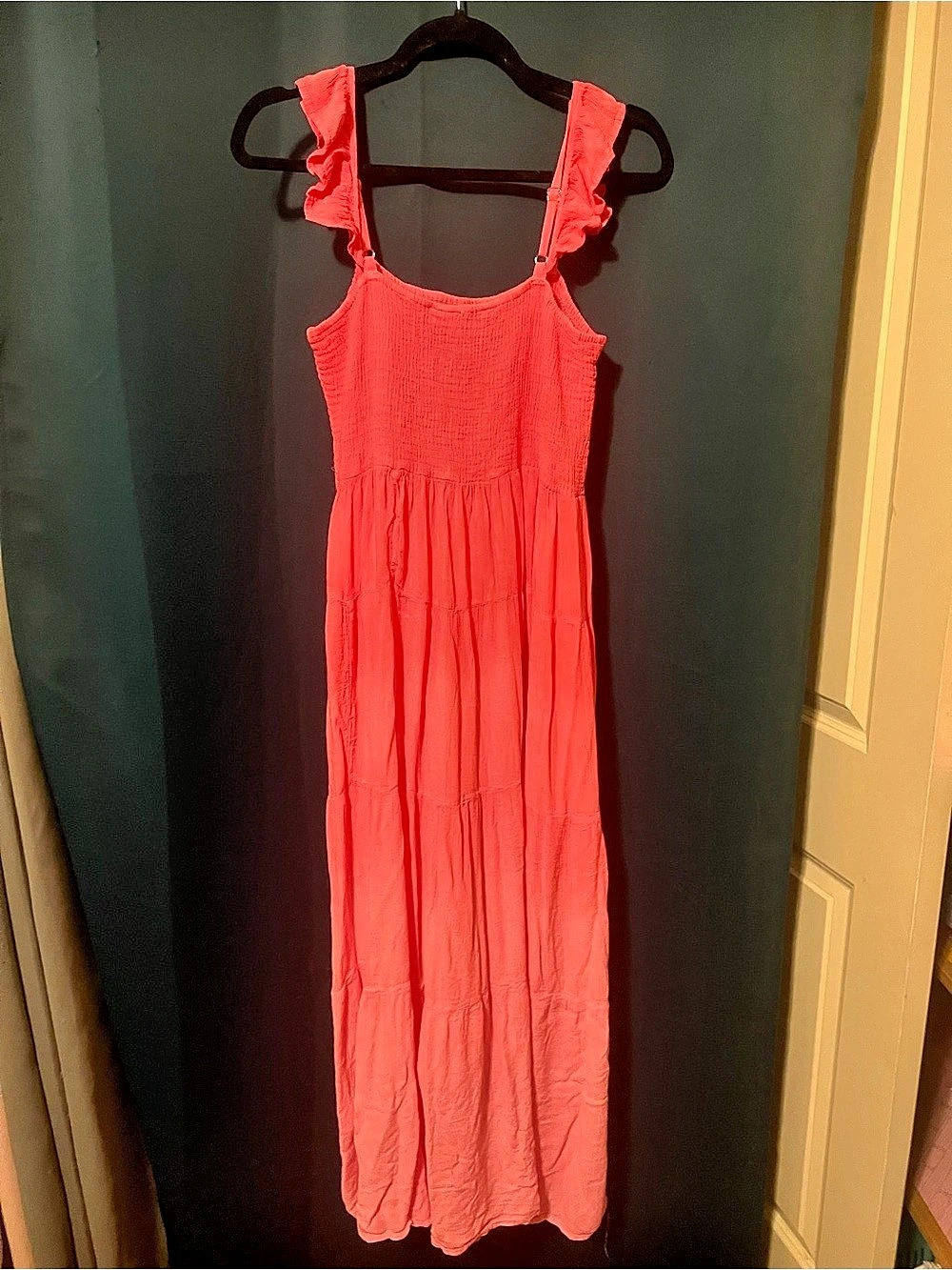 mille gabrielle Ruffle Strap Maxi Dress in Pink Size Medium
